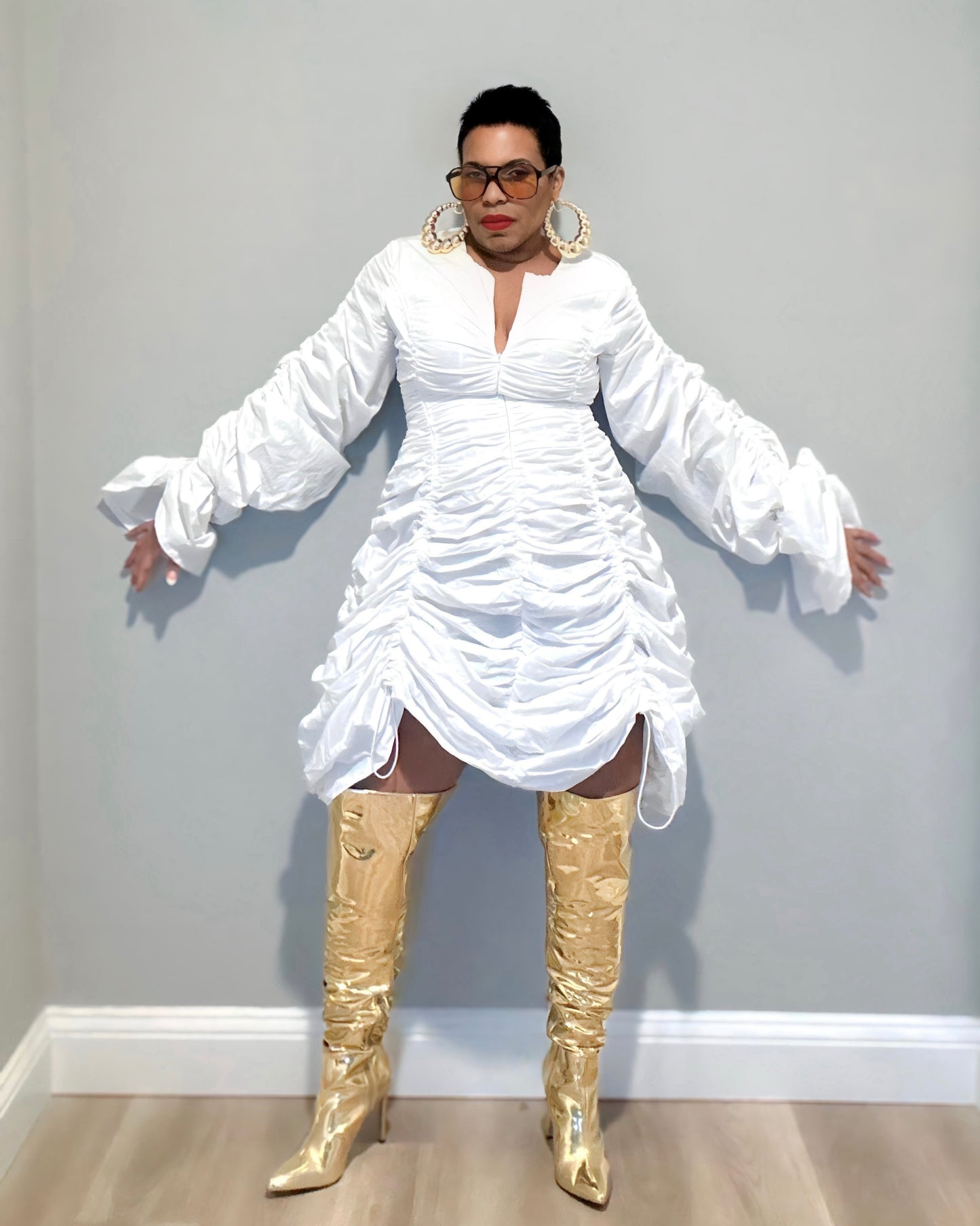 Stunting & Ruching Mini Dress