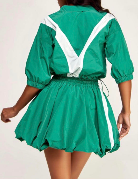 Emerald Breeze Bubble Skirt Set