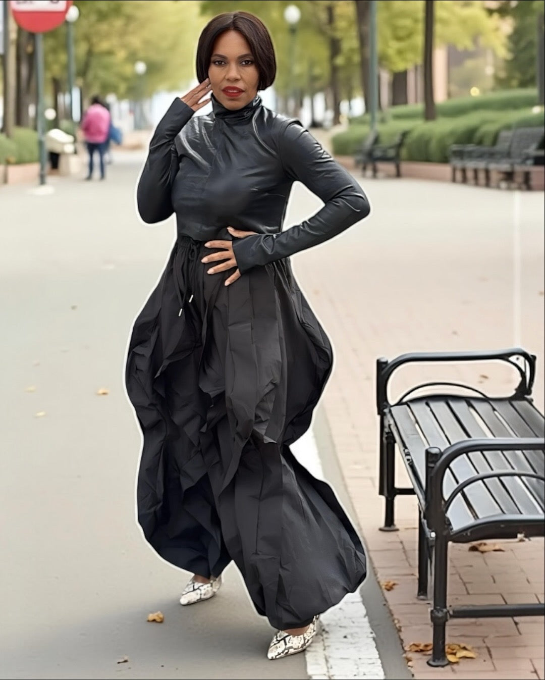 high volume ruffle pants