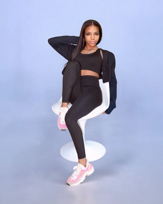Lycra 3 piece sportswear set (Black only)