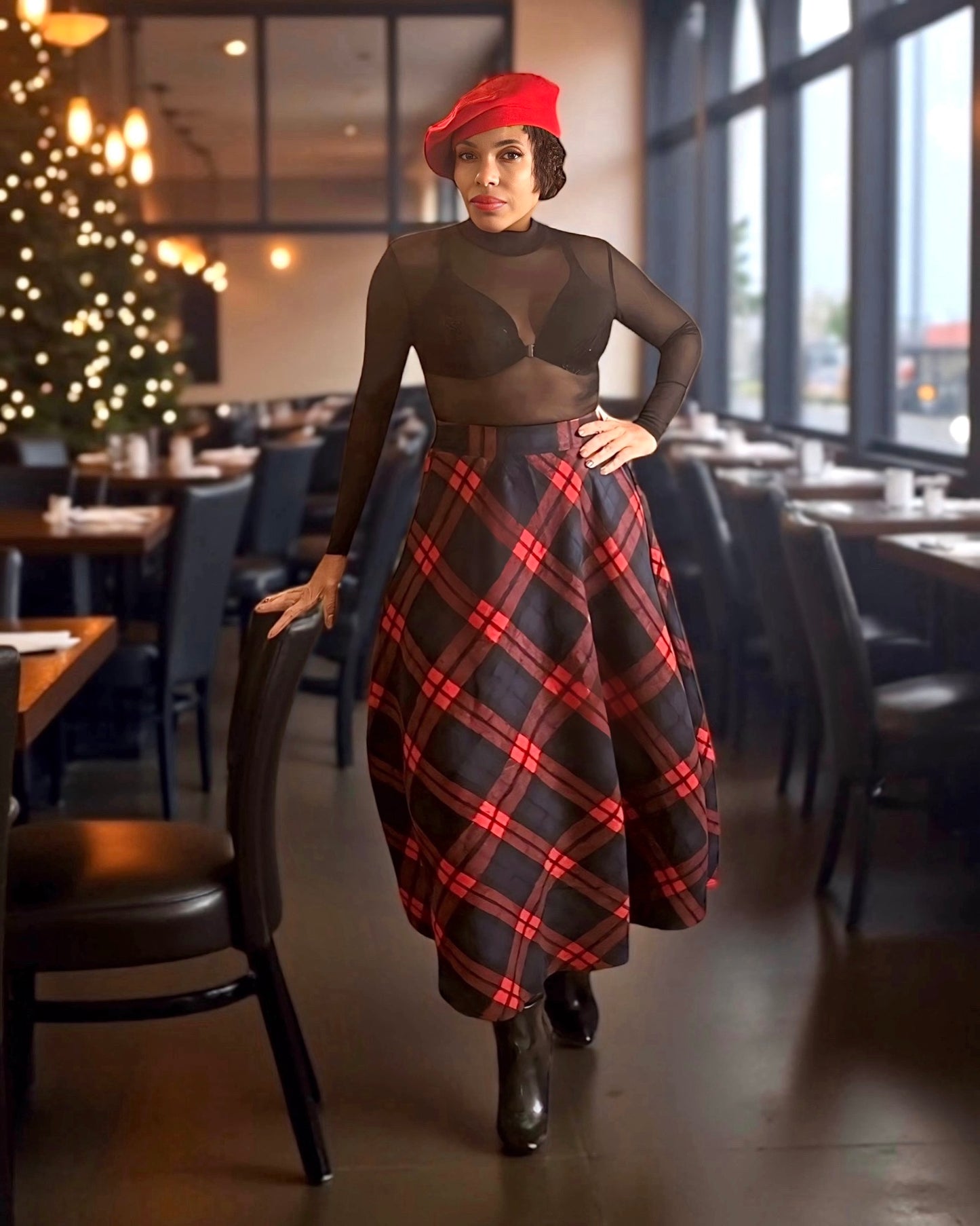 Holiday Red Plaid Skirt