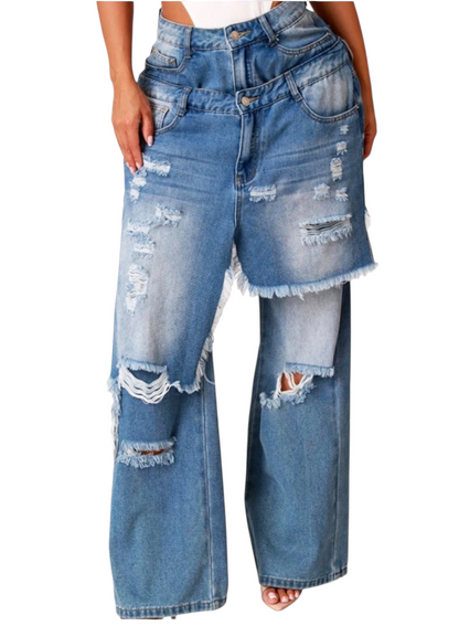 Oversized Distressed Denim Pants