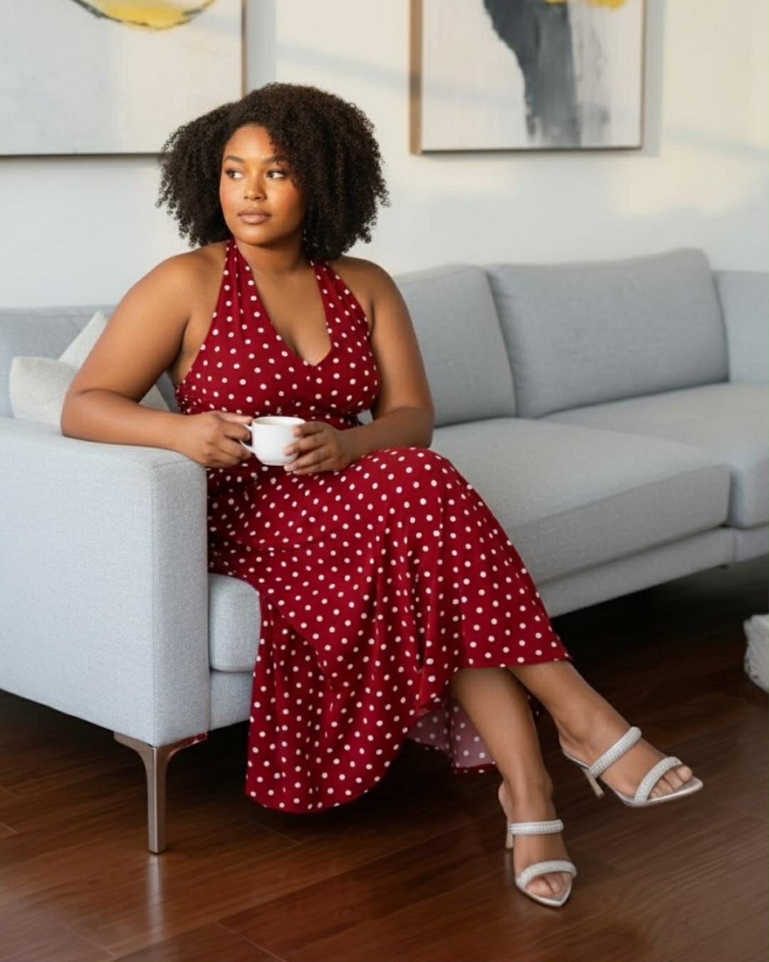 Red Polka Dot Halte Dress