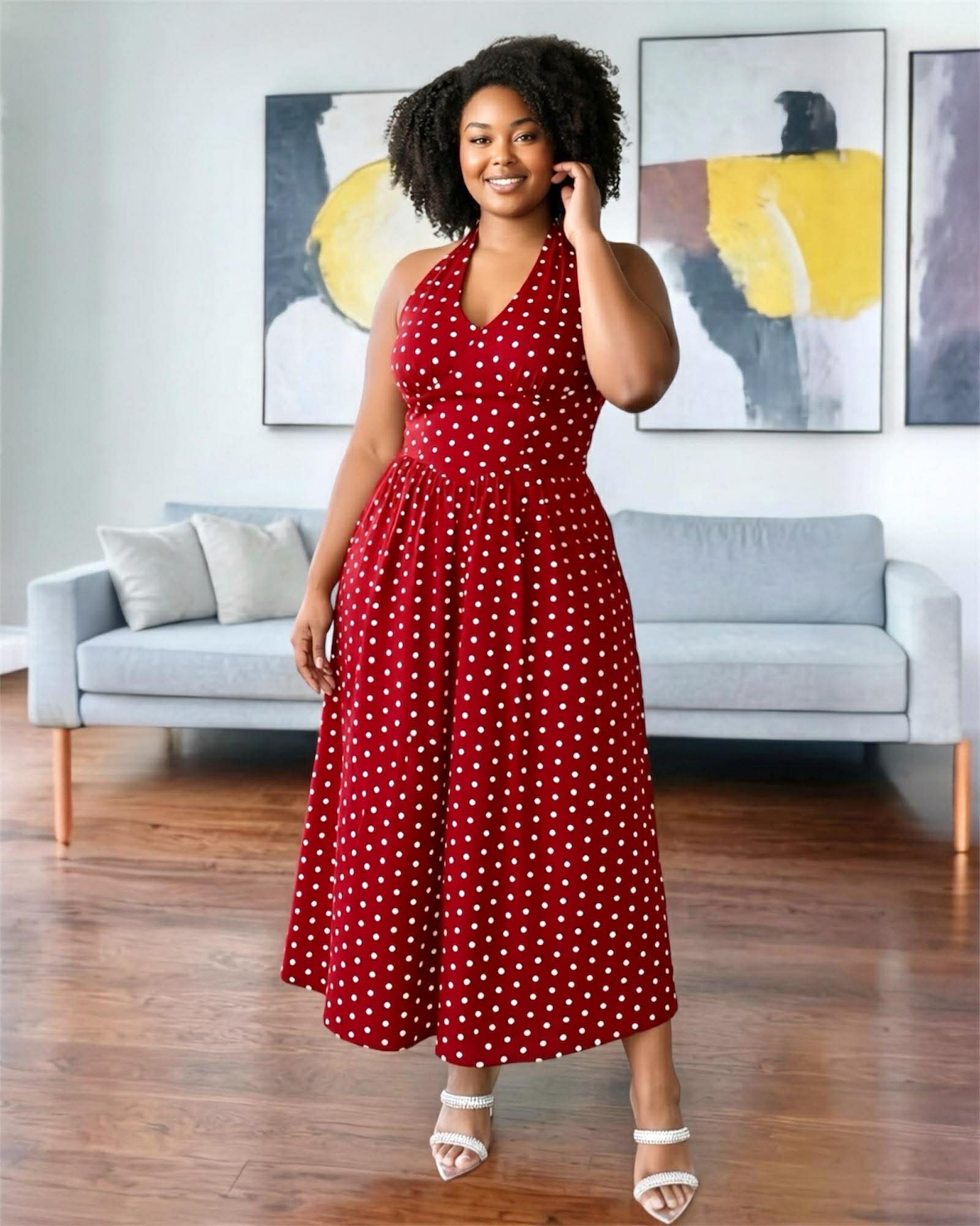 Red Polka Dot Halte Dress