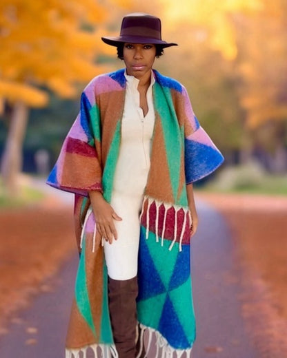 women's cozy poncho sweater front view