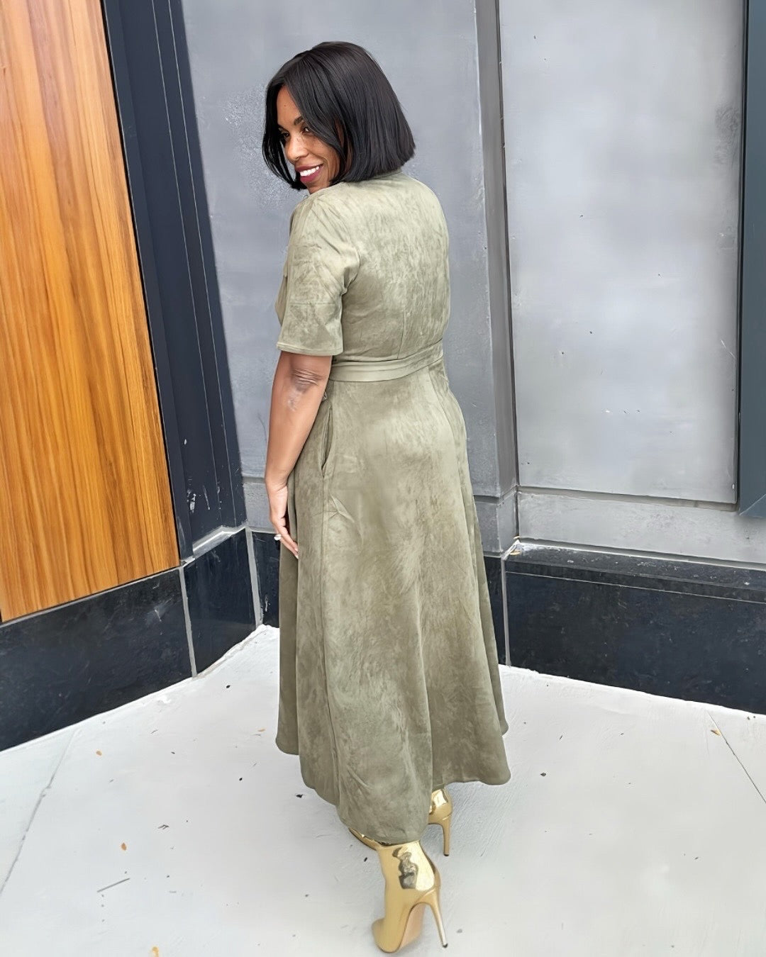 Suede Wrap Dress